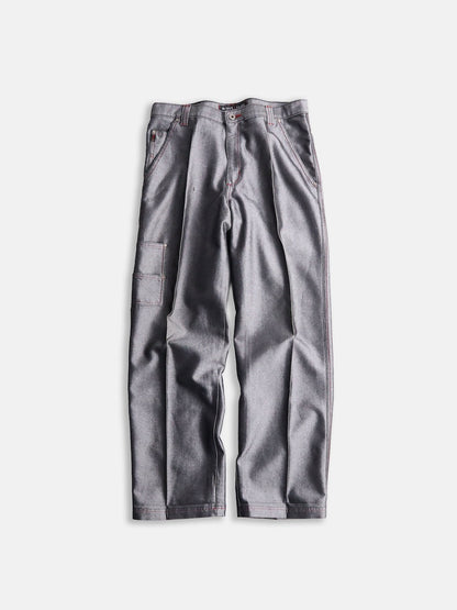guess jeans metallic wide denim painter pants gray