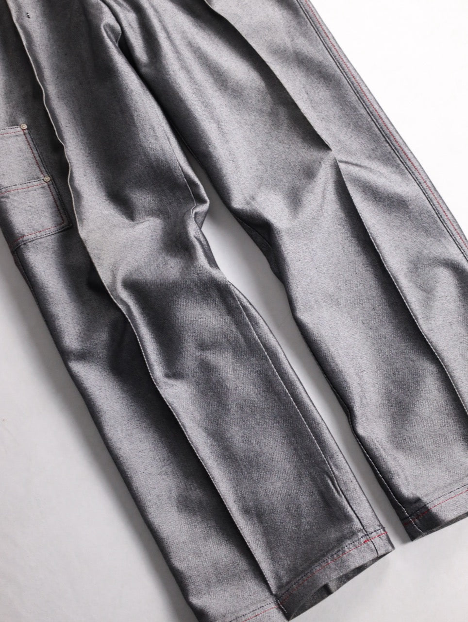 guess jeans metallic wide denim painter pants gray