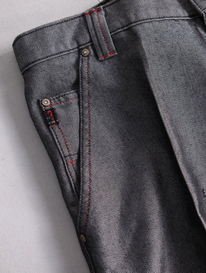 guess jeans metallic wide denim painter pants gray