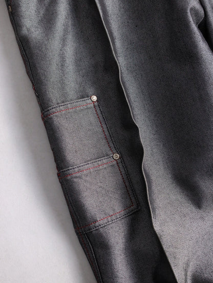 guess jeans metallic wide denim painter pants gray