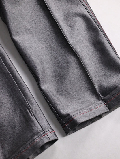 guess jeans metallic wide denim painter pants gray