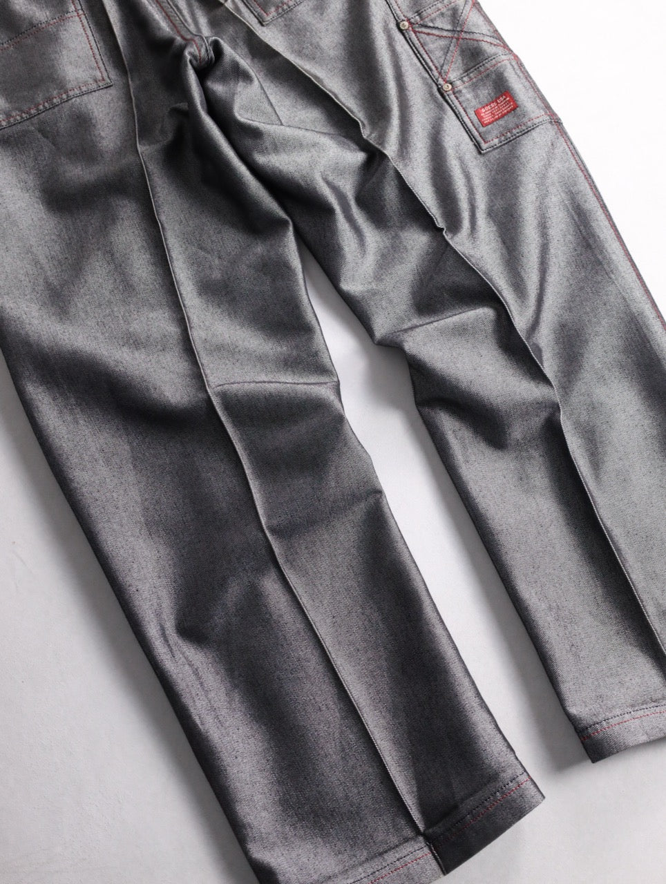 guess jeans metallic wide denim painter pants gray