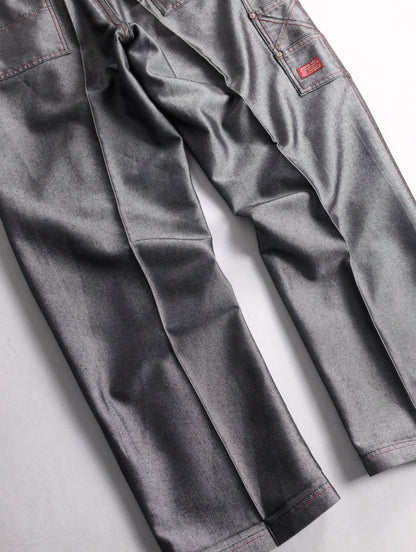 guess jeans metallic wide denim painter pants gray