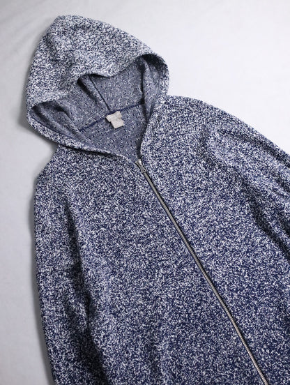 CHICO'S flecked gradation zip hoodie white-navy