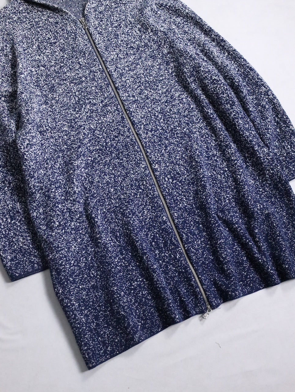 CHICO'S flecked gradation zip hoodie white-navy
