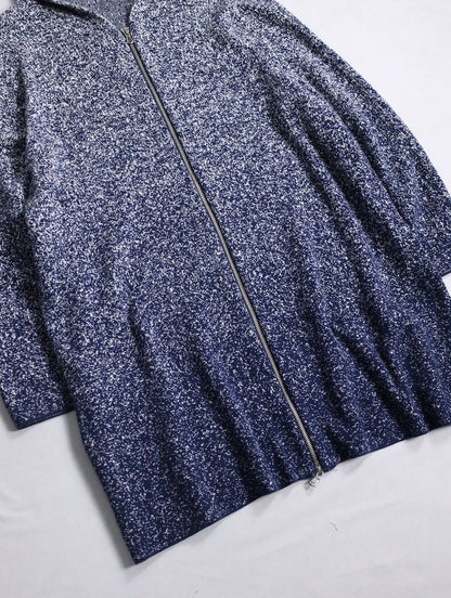 CHICO'S flecked gradation zip hoodie white-navy