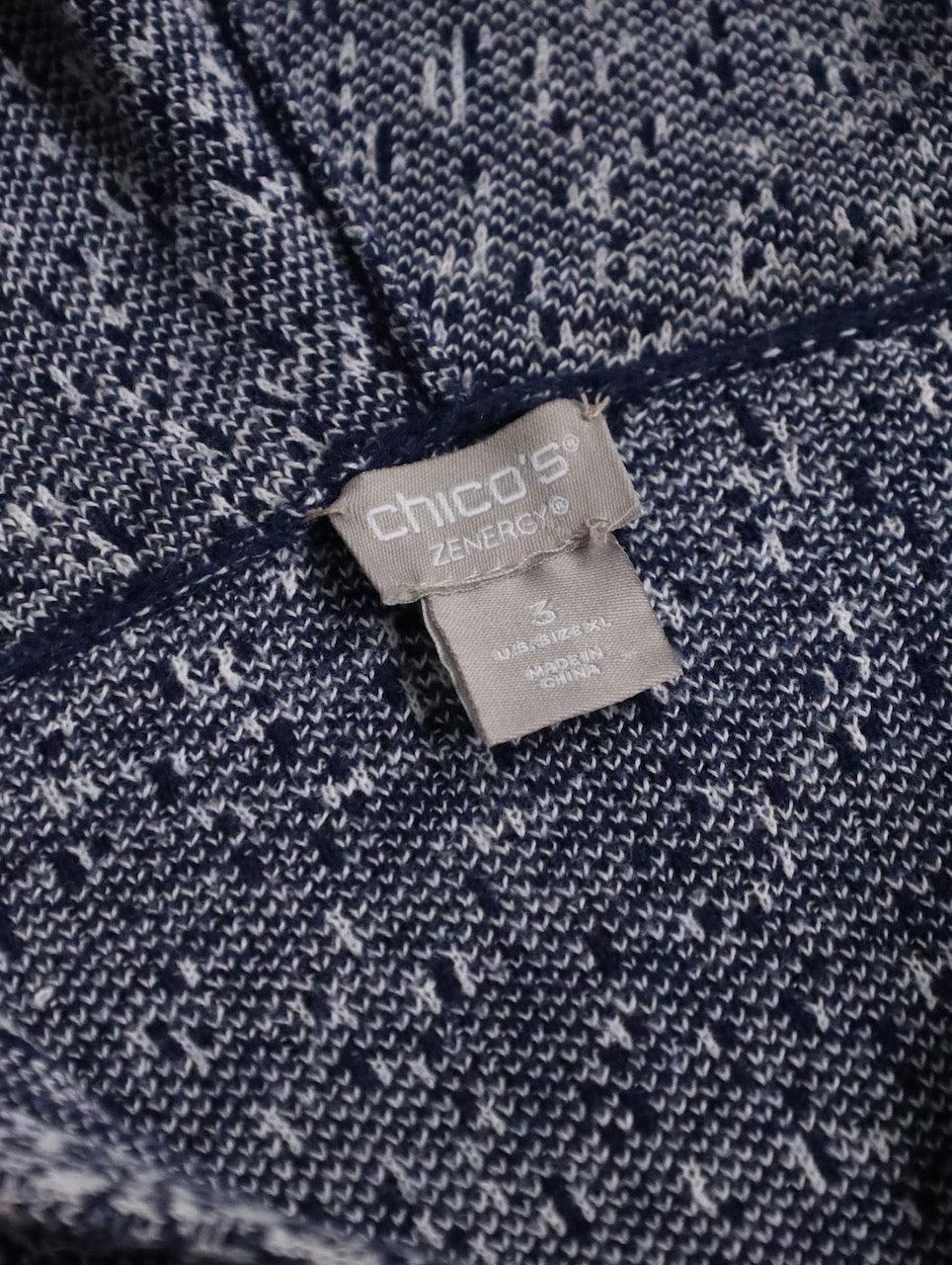 CHICO'S flecked gradation zip hoodie white-navy