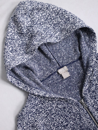 CHICO'S flecked gradation zip hoodie white-navy