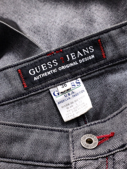 guess jeans metallic wide denim painter pants gray