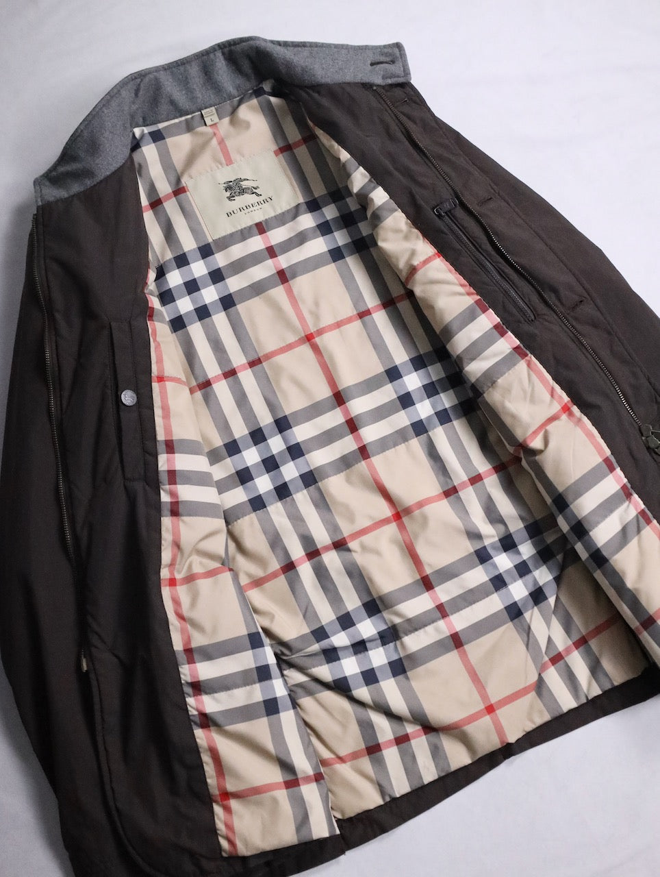 BERBERRY stand neck puffer jacket brown