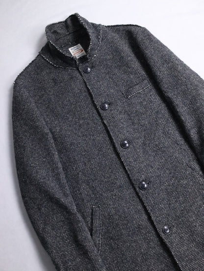 mao collar wool half coat darkgray-white