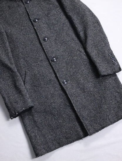 mao collar wool half coat darkgray-white