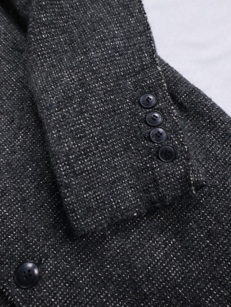 mao collar wool half coat darkgray-white