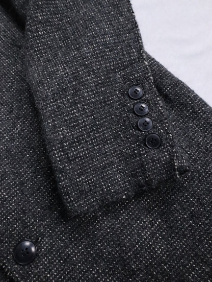 mao collar wool half coat darkgray-white