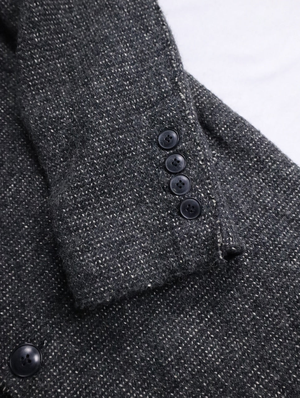 mao collar wool half coat darkgray-white