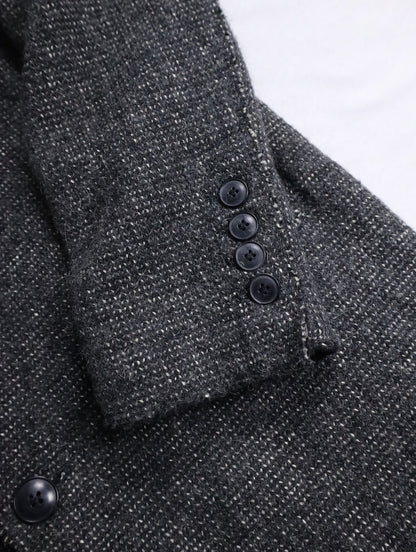 mao collar wool half coat darkgray-white