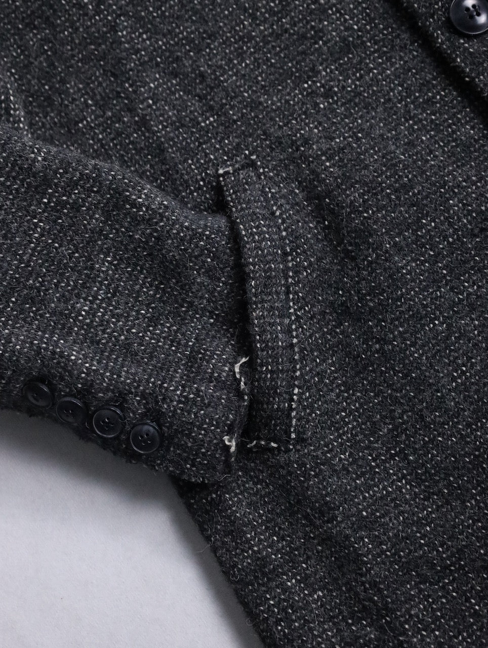 mao collar wool half coat darkgray-white