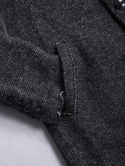 mao collar wool half coat darkgray-white