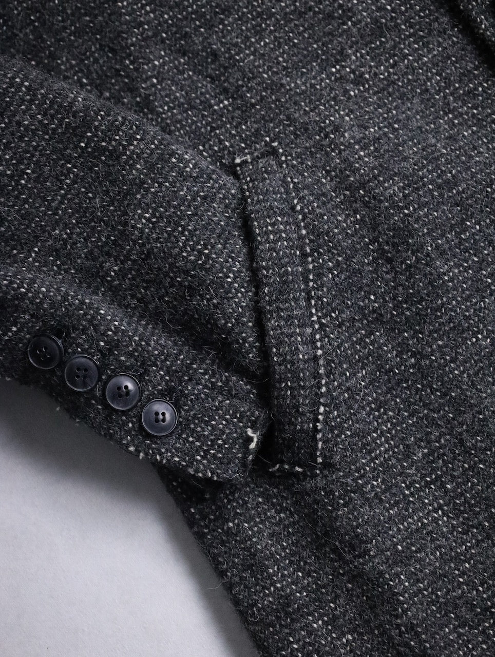mao collar wool half coat darkgray-white