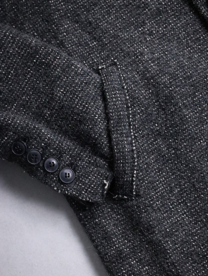 mao collar wool half coat darkgray-white