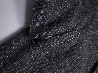 mao collar wool half coat darkgray-white