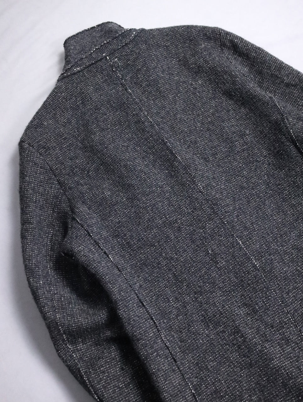 mao collar wool half coat darkgray-white