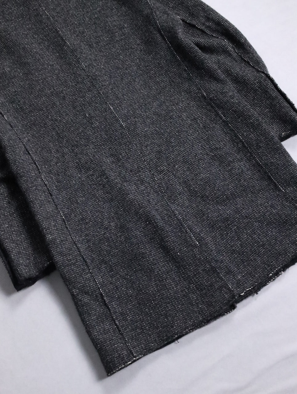 mao collar wool half coat darkgray-white