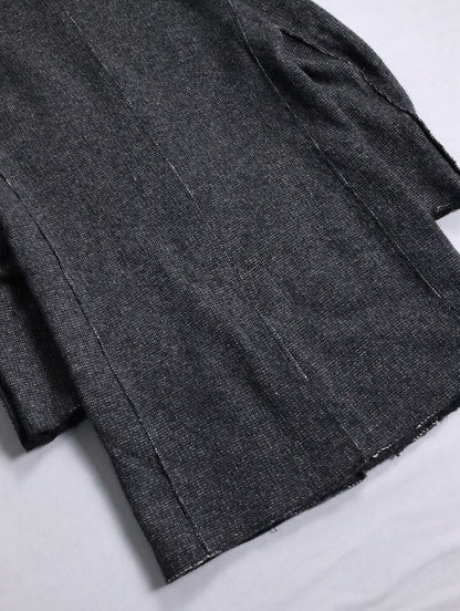 mao collar wool half coat darkgray-white