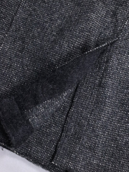mao collar wool half coat darkgray-white