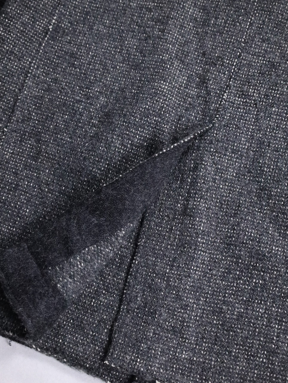 mao collar wool half coat darkgray-white