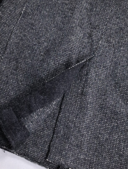 mao collar wool half coat darkgray-white