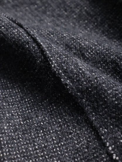 mao collar wool half coat darkgray-white