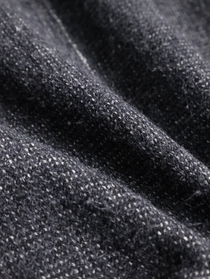 mao collar wool half coat darkgray-white