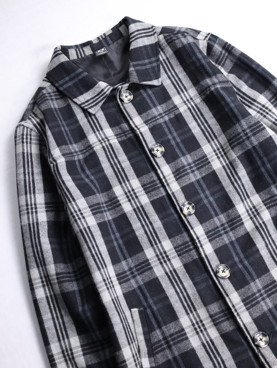 ORKLEY check half coat black-white