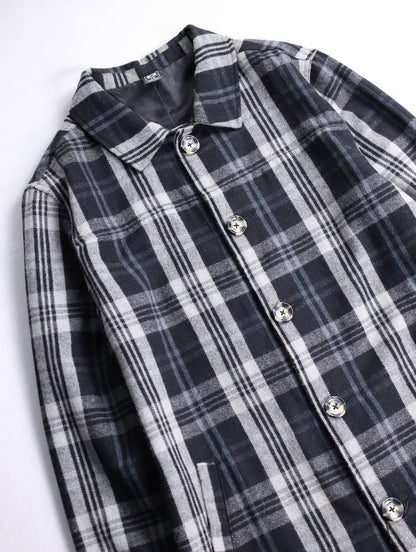 ORKLEY check half coat black-white
