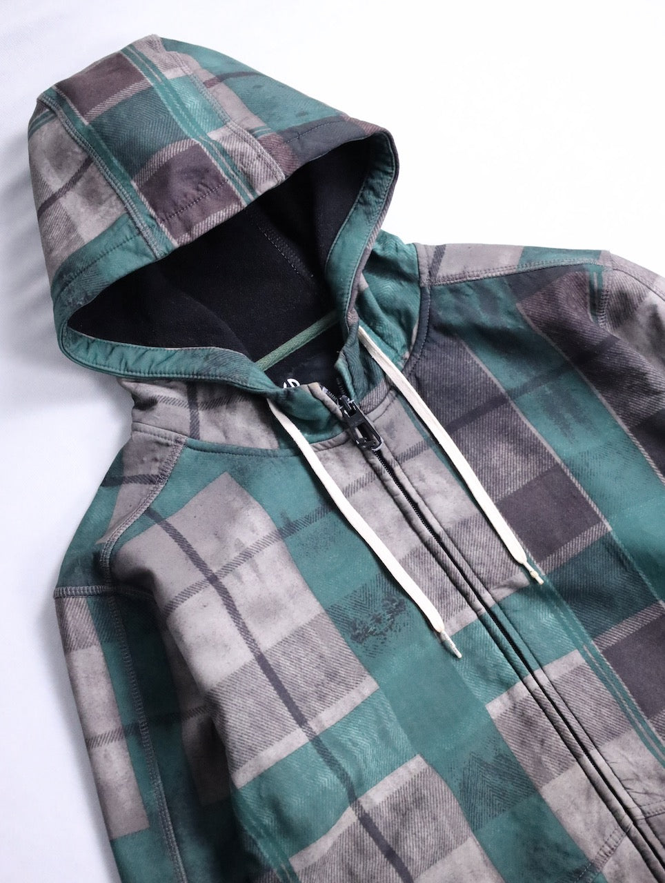 BILLA BONG check hooded jacket green-gray-black