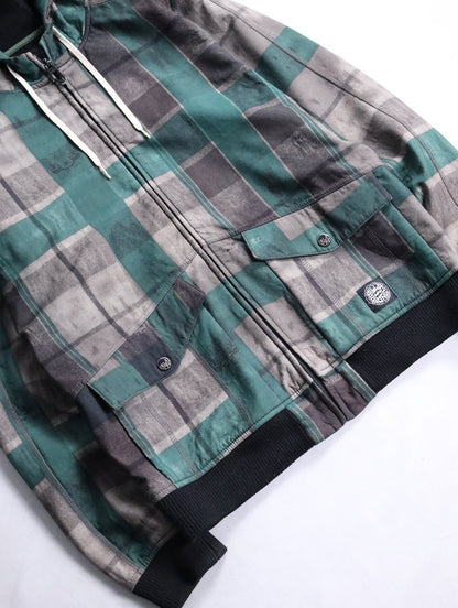 BILLA BONG check hooded jacket green-gray-black