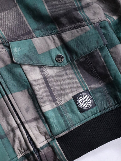 BILLA BONG check hooded jacket green-gray-black