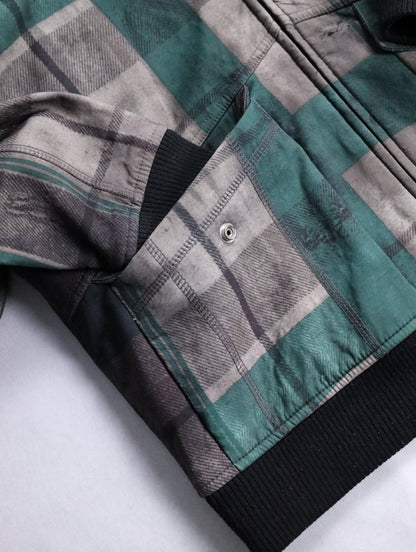 BILLA BONG check hooded jacket green-gray-black