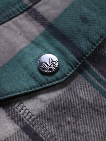 BILLA BONG check hooded jacket green-gray-black