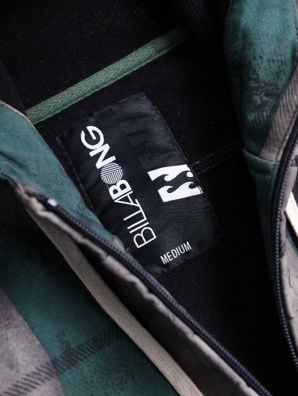 BILLA BONG check hooded jacket green-gray-black