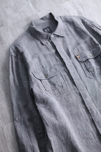 ARMANI EXCHANGE linen shirt gray