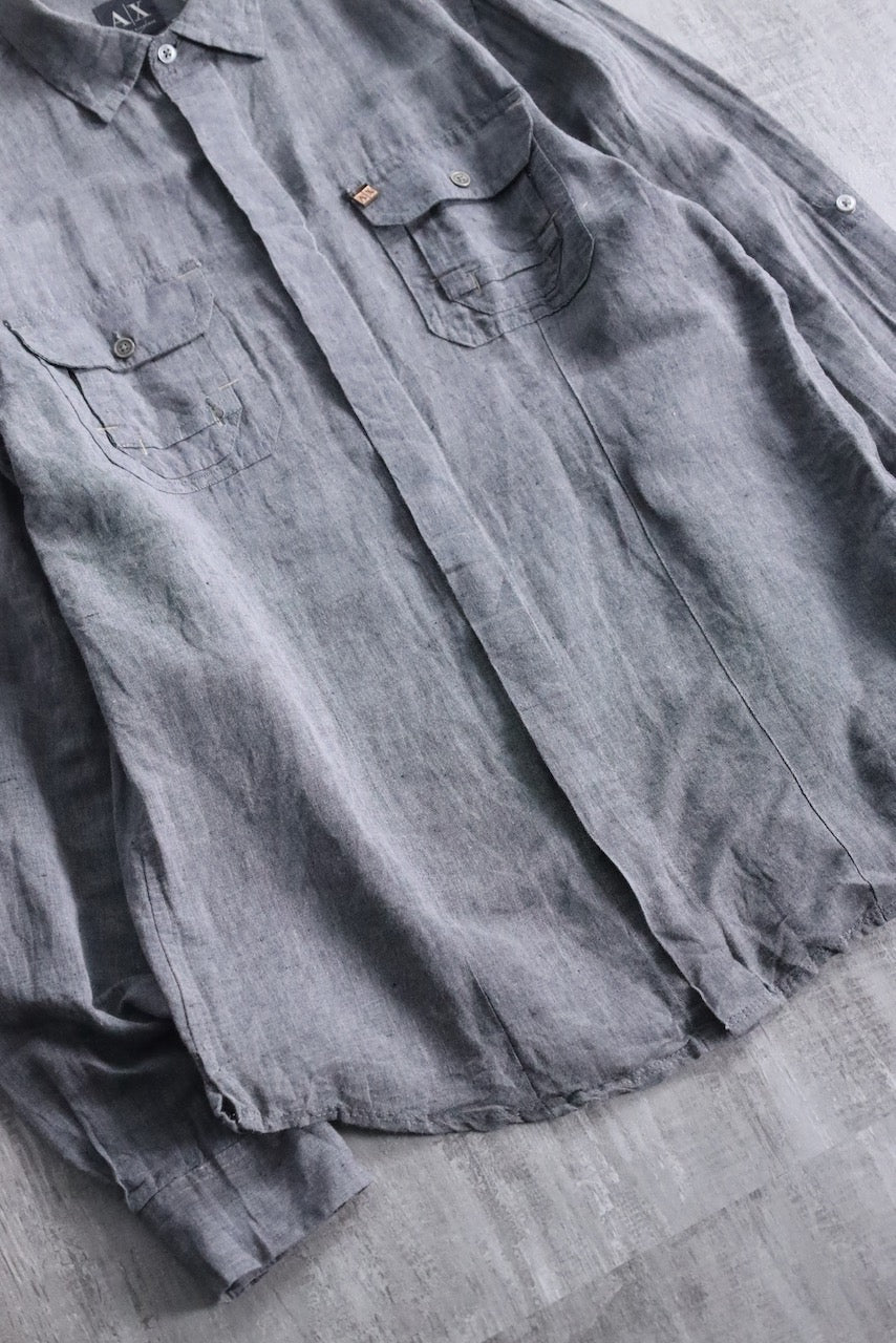 ARMANI EXCHANGE linen shirt gray