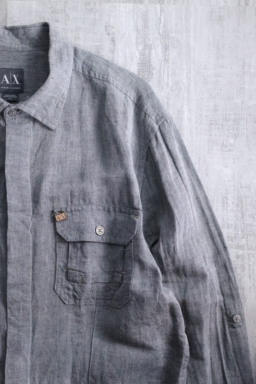 ARMANI EXCHANGE linen shirt gray