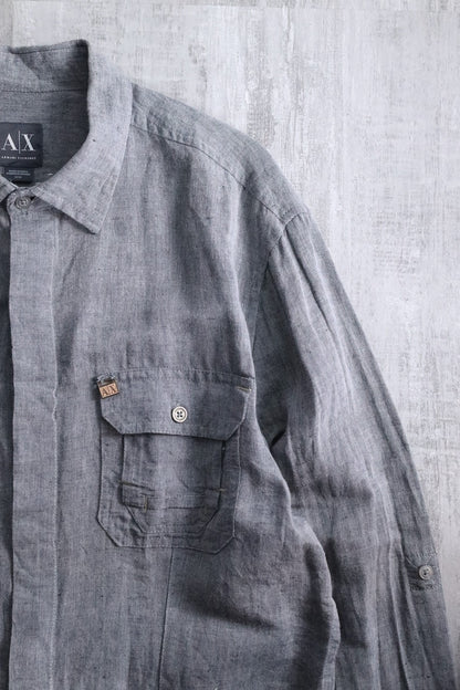 ARMANI EXCHANGE linen shirt gray