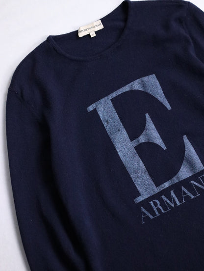 EMPORIO ARMANI logo print knit navy