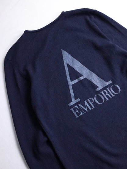 EMPORIO ARMANI logo print knit navy