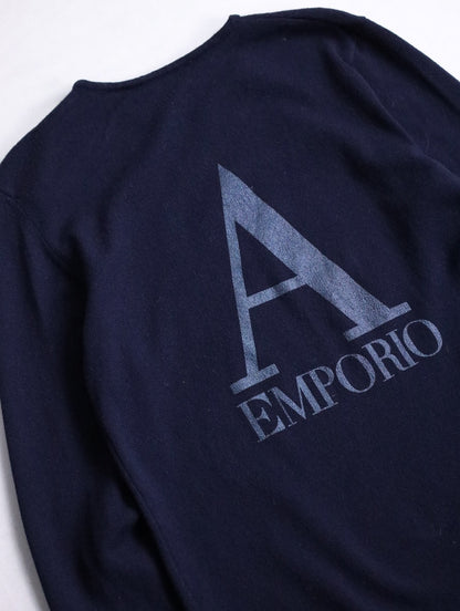 EMPORIO ARMANI logo print knit navy