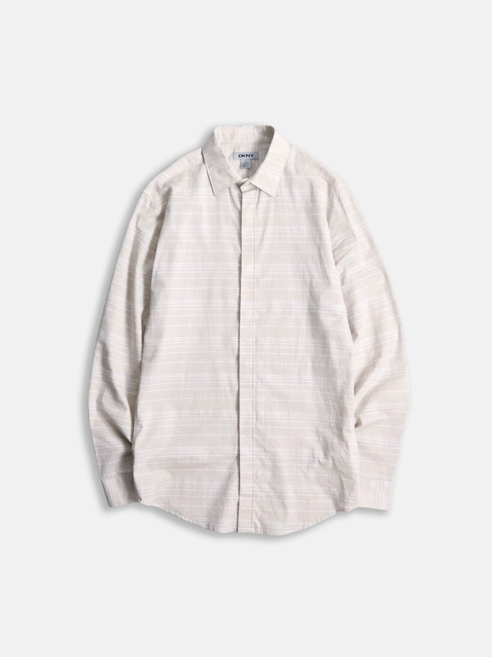 DKNY unusual plaid pattern flyfront shirt lightbeige