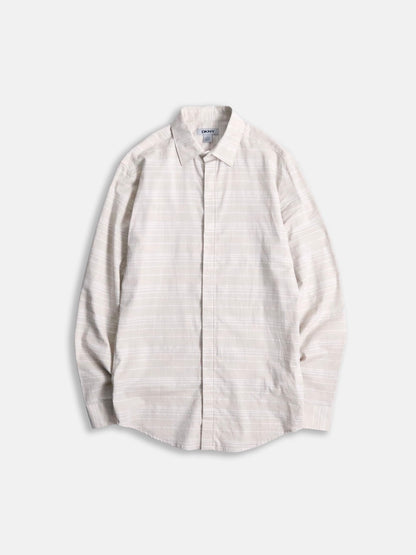 DKNY unusual plaid pattern flyfront shirt lightbeige